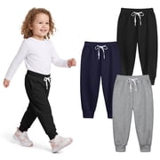 Resinta 3 pack Toddler Girls Boys Sweatpants Kids Casual Athletic Pull-On Cotton Jogger Pants with Drawstring for Boys Girls