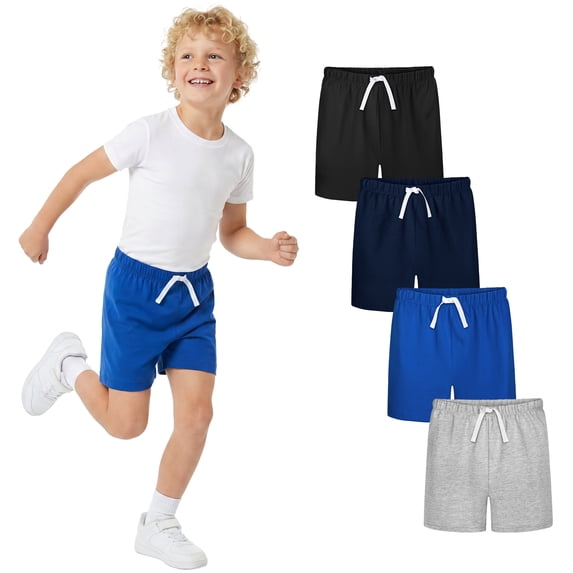 Resinta 4 Pack Toddler Boy Cotton Shorts Boys Casual Shorts Pull-on Shorts Soft Baby Boy Shorts for Summer
