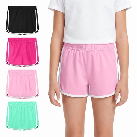 Resinta 4 Pack Youth Girls Athletic Shorts Quick Dry Active Shorts Big Girl Summer Sports Shorts for Running Dance Yoga