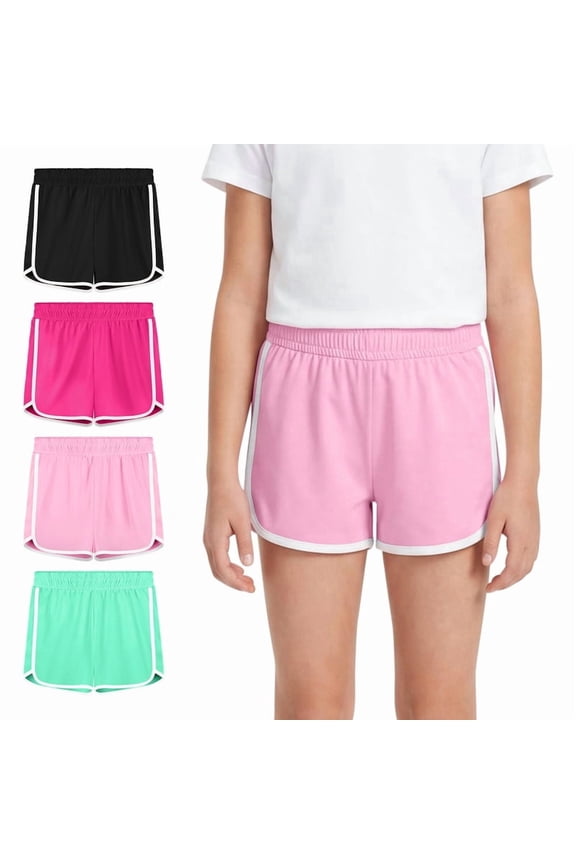 4 Pack Youth Girls Athletic Shorts Quick Dry Active Shorts Big Girl Summer Sports Shorts for Running Dance Yoga