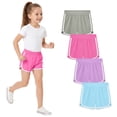 thumbnail image 1 of Resinta Girls 4-Pack Activewear & Athletic Shorts, Quick Dry Dolphin Hem Workout Shorts for Kids, Sizes 4T-12 Years, 1 of 9