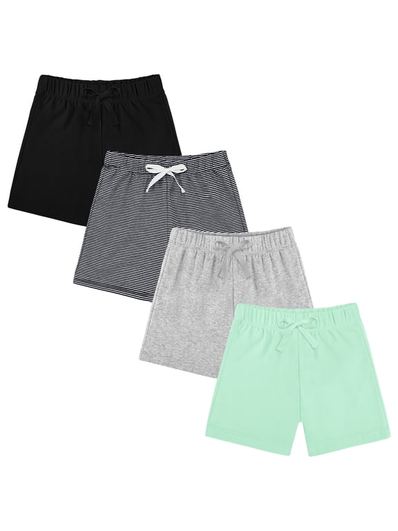 4 Packs Unisex Baby Toddler Cotton Shorts Baby Pull-on Shorts with Drawstring Soft Summer Clothes for Daily Wear