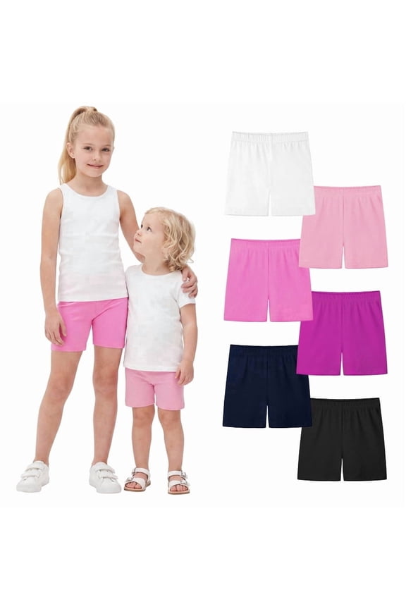 6 Pack Girls Bike Shorts Under Dress Dance Cartwheel Shorts for Toddler Kids Summer Clothes Multicolor