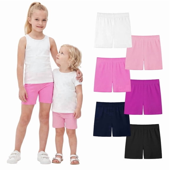 Resinta 6 Pack Girls Bike Shorts Under Dress Dance Cartwheel Shorts for Toddler Kids Summer Clothes Multicolor