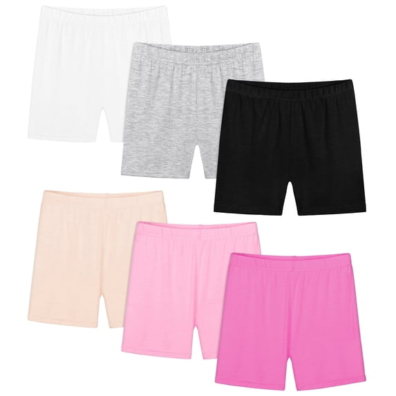 Resinta 6 Pack Girls Bike Shorts Under Dress Dance Cartwheel Shorts for Toddler Kids Summer Clothes Multicolor