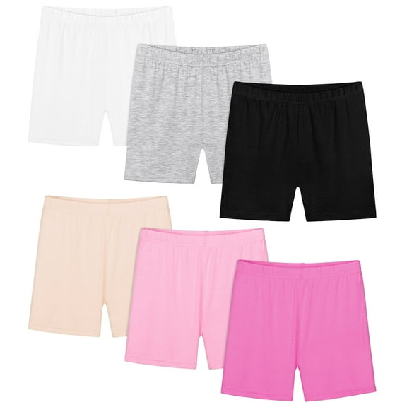 Resinta 6 Pack Girls Bike Shorts Under Dress Dance Cartwheel Shorts for Toddler Kids Summer Clothes Multicolor
