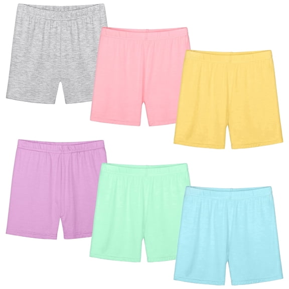 Resinta 6 Pack Girls Bike Shorts Under Dress Dance Cartwheel Shorts for Toddler Kids Summer Clothes Multicolor