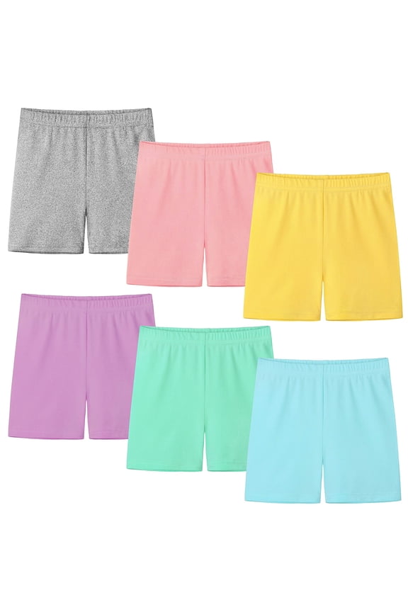 6 Pack Girls Bike Shorts Under Dress Dance Cartwheel Shorts for Toddler Kids Summer Clothes Multicolor