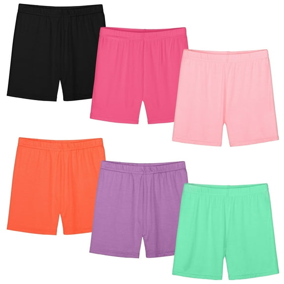 Resinta 6 Pack Girls Bike Shorts Under Dress Dance Cartwheel Shorts for Toddler Kids Summer Clothes Multicolor