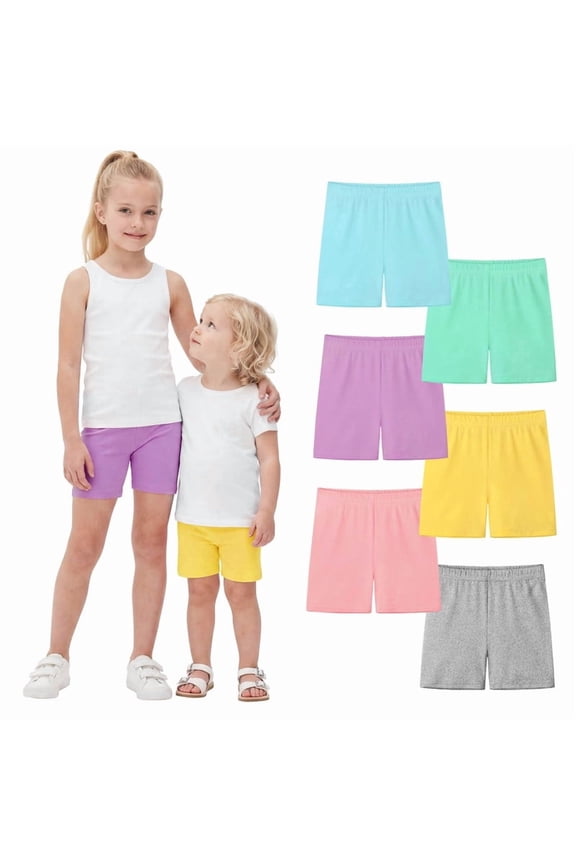 6 Pack Girls Bike Shorts Under Dress Dance Cartwheel Shorts for Toddler Kids Summer Clothes Multicolor