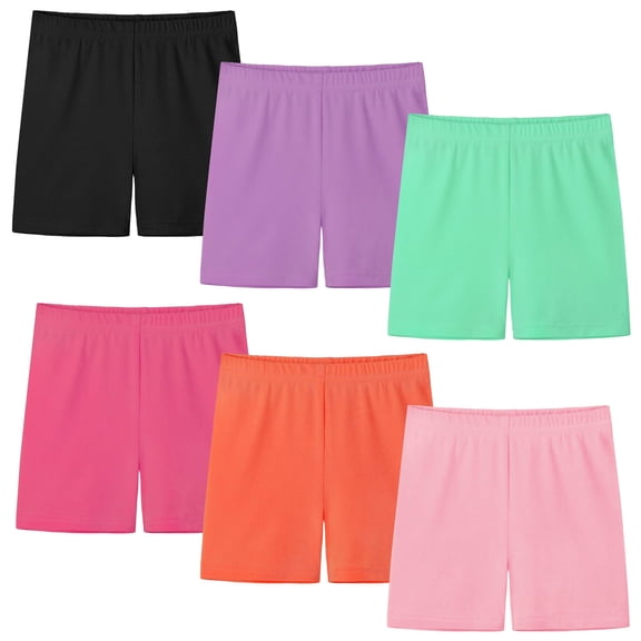 Resinta 6 Pack Girls Bike Shorts Under Dress Dance Cartwheel Shorts for Toddler Kids Summer Clothes Multicolor