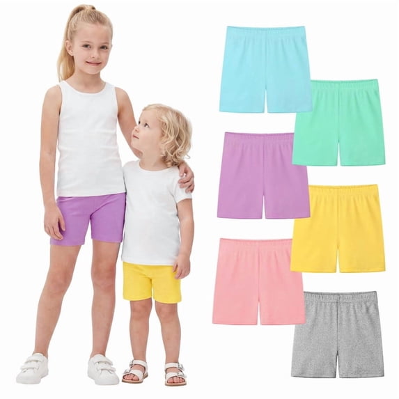 Resinta 6 Pack Girls Bike Shorts Under Dress Dance Cartwheel Shorts for Toddler Kids Summer Clothes Multicolor