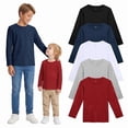 thumbnail image 1 of Resinta Boys 5 Pack Cotton Long Sleeve T-Shirts, Soft Crew Neck Basic Tees for Toddler & Little Boys, Everyday School Tops, 1 of 10