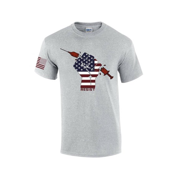 Resist American Flag Fist Will Not Comply Men's Short Sleeve T-shirt Graphic Tee Graphic Tee-Sports Grey-xl