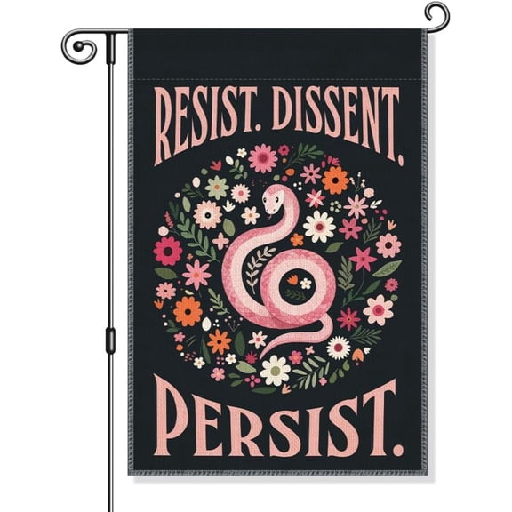 Resist Dissent Persist Garden Flag, Funny Floral Protest Yard Flags for Outdoors, Human Rights Equality Flag, Feminist Social Justice Yard Sign, Liberal Porch Sign Door Hanger