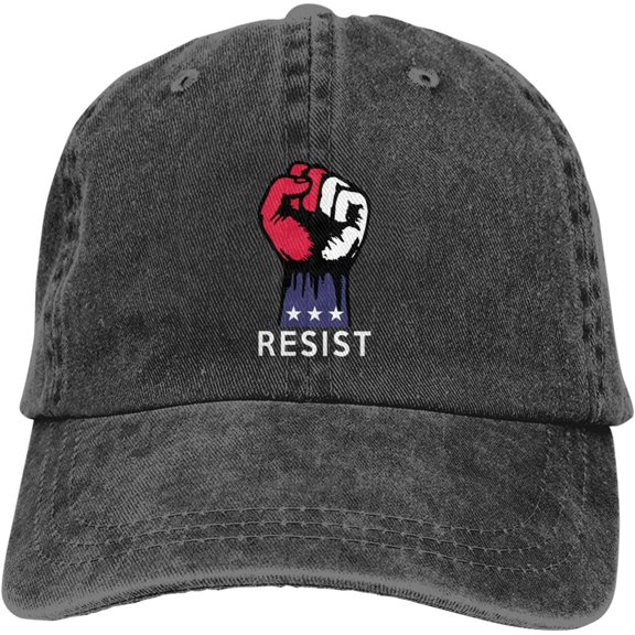 Resist Fist Resistance Hat Distressed Cotton Washed Baseball Cap Black Funny Denim Hats Unisex Adjustable