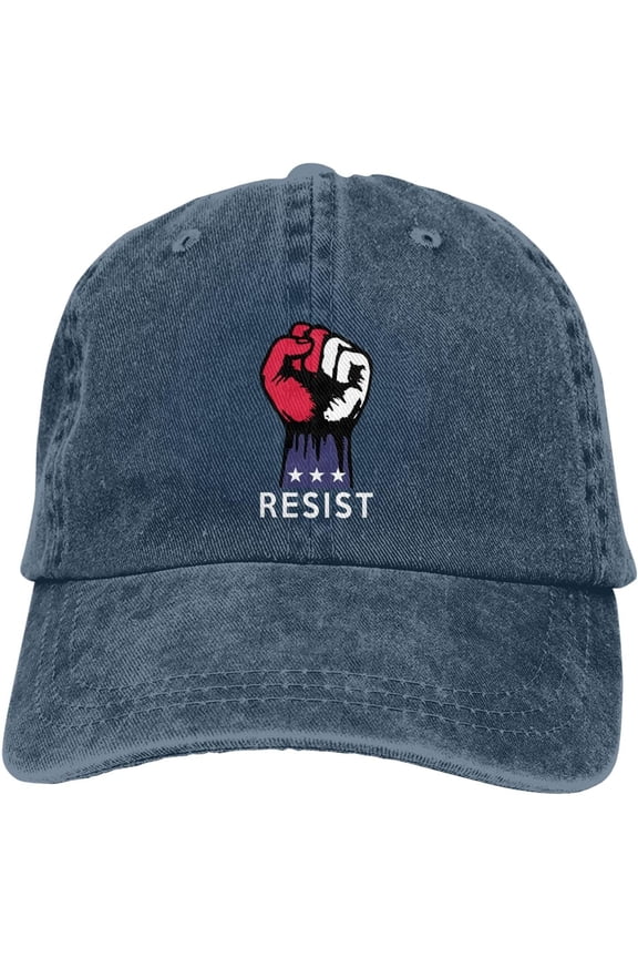Resist Fist Resistance Hat Distressed Cotton Washed Baseball Cap Black Funny Denim Hats Unisex Adjustable