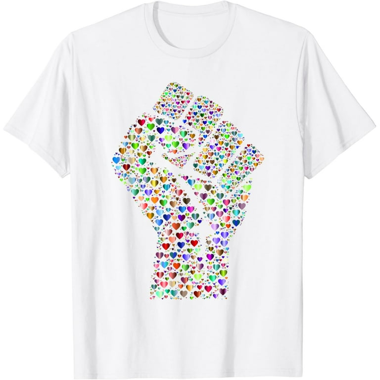 Resist Fist T-Shirt Rainbow Hearts Love Resist Fist T-Shirt Rainbow Hearts Love