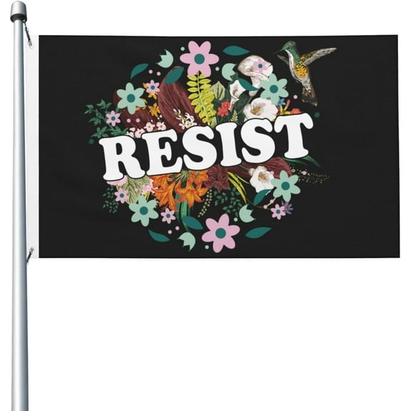 Resist Floral Anti T Political Protest, And We Persisted Flag 3x5ft Outdoor Double Sided Flags Banner For Outside