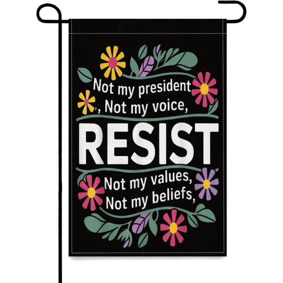 Resist Subtle Anti President Floral Botanical Protest Political Yard Flags for Decor,12x18 in Garden Flags Double Sided Tapestry Decor Gifts for Party Garden Outdoor