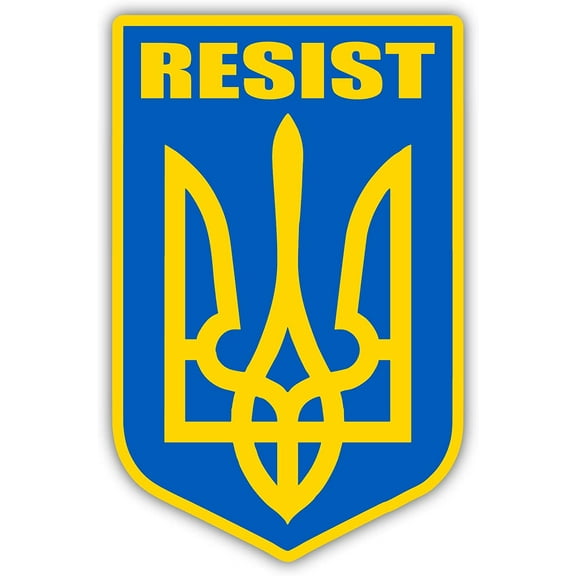 Resist Ukraine Coat of Arms Ukrainian Flag Car Sticker Bumper Sticker Vinyl Decal 3x5