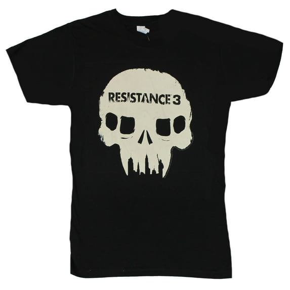 Resistance 3 (2) (Hit PS3 Game) Mens T-Shirt - Alien Skull Logo on Black (Medium)