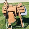 thumbnail image 1 of Resistance Adult Western Leather Pleasure Trail & Barrel Saddle with Silver Beads and Conchos - 14 15 16 17 inch, 1 of 5
