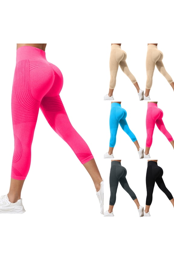Resistance Band Leggings for Women 3D Anti Cellulite Compression Capri Leggings Scrunch Butt Lifting Yoga Pants(Sky Blue,S)
