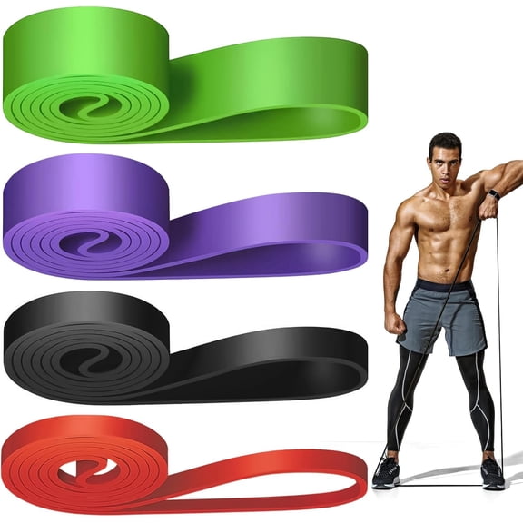 Resistance Band Set, 4 Resistance Levels, Natural Latex Material, Suitable for Strength Training, Pilates, and Yoga, Unisex