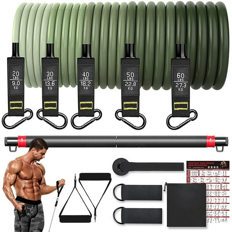 Resistance Band Set Workout Bands Exercise Band 5 Tube Fitness with Door Anchor Handles Legs Ankle Straps and Fitness Stick Walmart