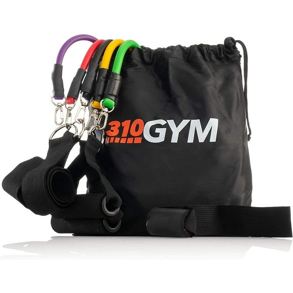 Resistance Band Set with Handle and Carrying Bag by 310 Nutrition