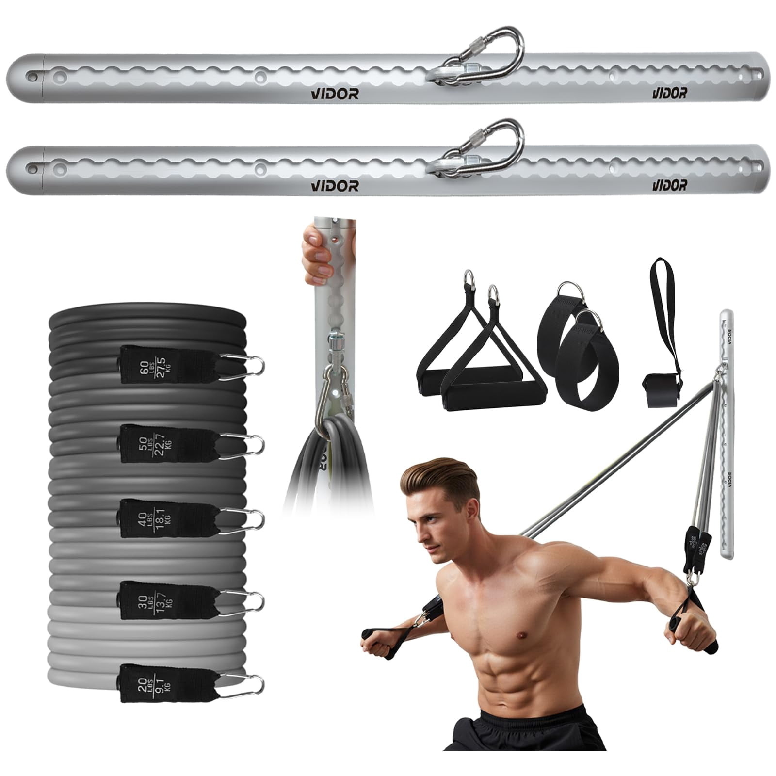 Crossover Symmetry Wall Mount Set (4 Pack) - For Shoulder Resistance Bands, Heavy-Duty Steel, Easy Wood Stud Installation