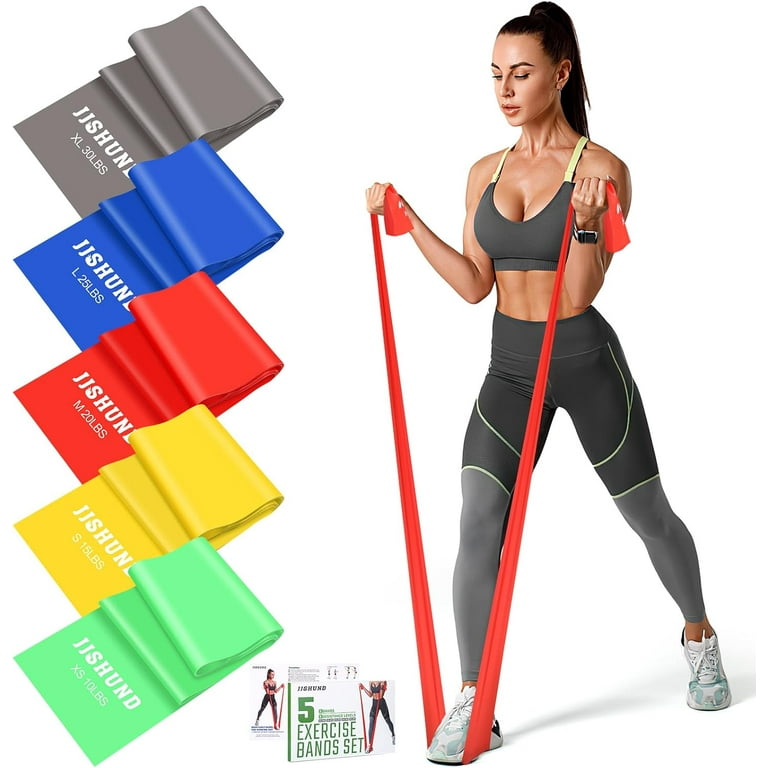 Resistance Bands 5 Pcs Exercise Bands Elastic Stretch Bands for Fitness Yoga Pilates Stretching Strength Training Workout Bands for Home Gym Walmart