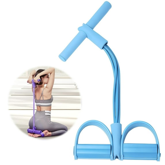 Resistance Bands 8 Tube Elastic Yoga Pedal Puller Multifunction Tension Rope Natural Latex Tension Rope Fitness Equipment,for Abdomen/Waist/Arm/Leg Stretching and Slimming Training Blue