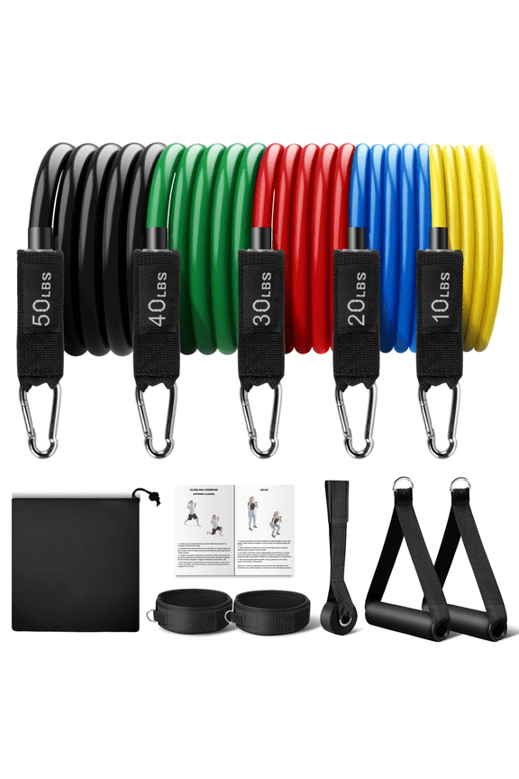 Resistance Bands Exercise Bands Workout Bands - Up to 150lb, Indoor and Outdoor Bands with Door Anchor and Handles for Strength, Slim, Yoga, Home Gym Equipment for Men/Women