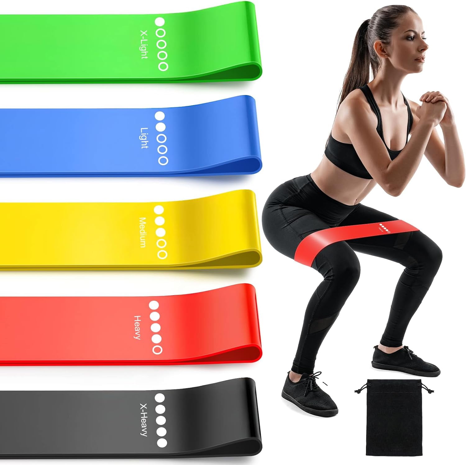 Resistance Bands Exercise Workout Bands for Women and Men 5 Set of Stretch Bands for Booty Legs Pilates Flexbands Walmart