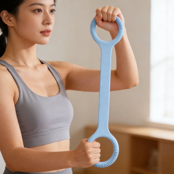 Resistance Bands Figure 8 19.69 Inch for Women and Men, 15-35lb Rubber Exercise Bands with Handles for Arms Back Shoulder Stretch, Portable Chest Expander Strap for Yoga Pilates, Blue