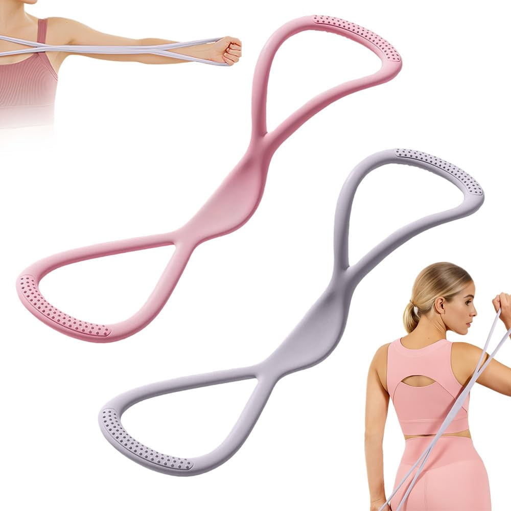 Resistance Bands Figure 8 Exercise Bands with Handles for Women Men, Strength Training Yoga Pilates Elastic Stretch Bands