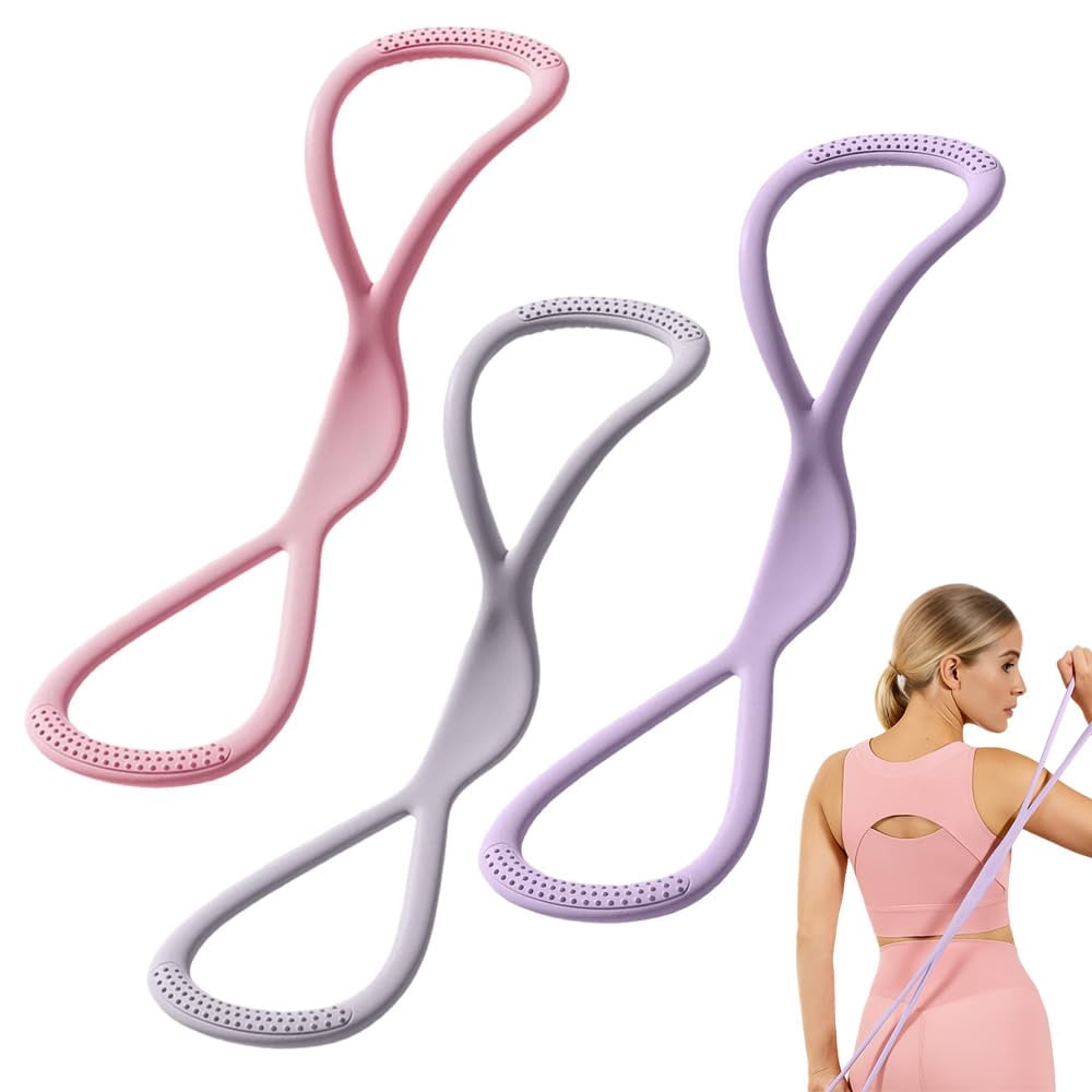 Resistance Bands Figure 8 Exercise Bands with Handles for Women Men, Strength Training Yoga Pilates Elastic Stretch Bands