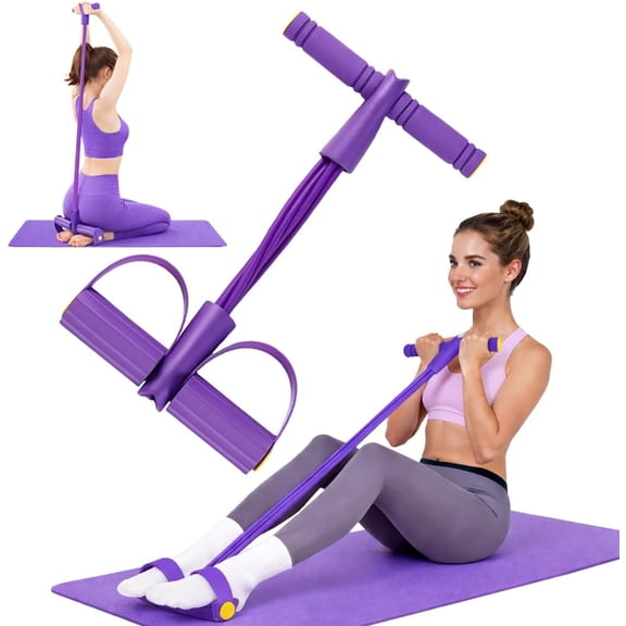 Resistance Bands with Handles, 6-Tube Foot Pedal, Natural Rubber Ankle Puller for Sit-ups & Full Body, Portable Home Gym Strength for Legs, Arms & Core  Fitness Bands for Women, Stretching & Toning