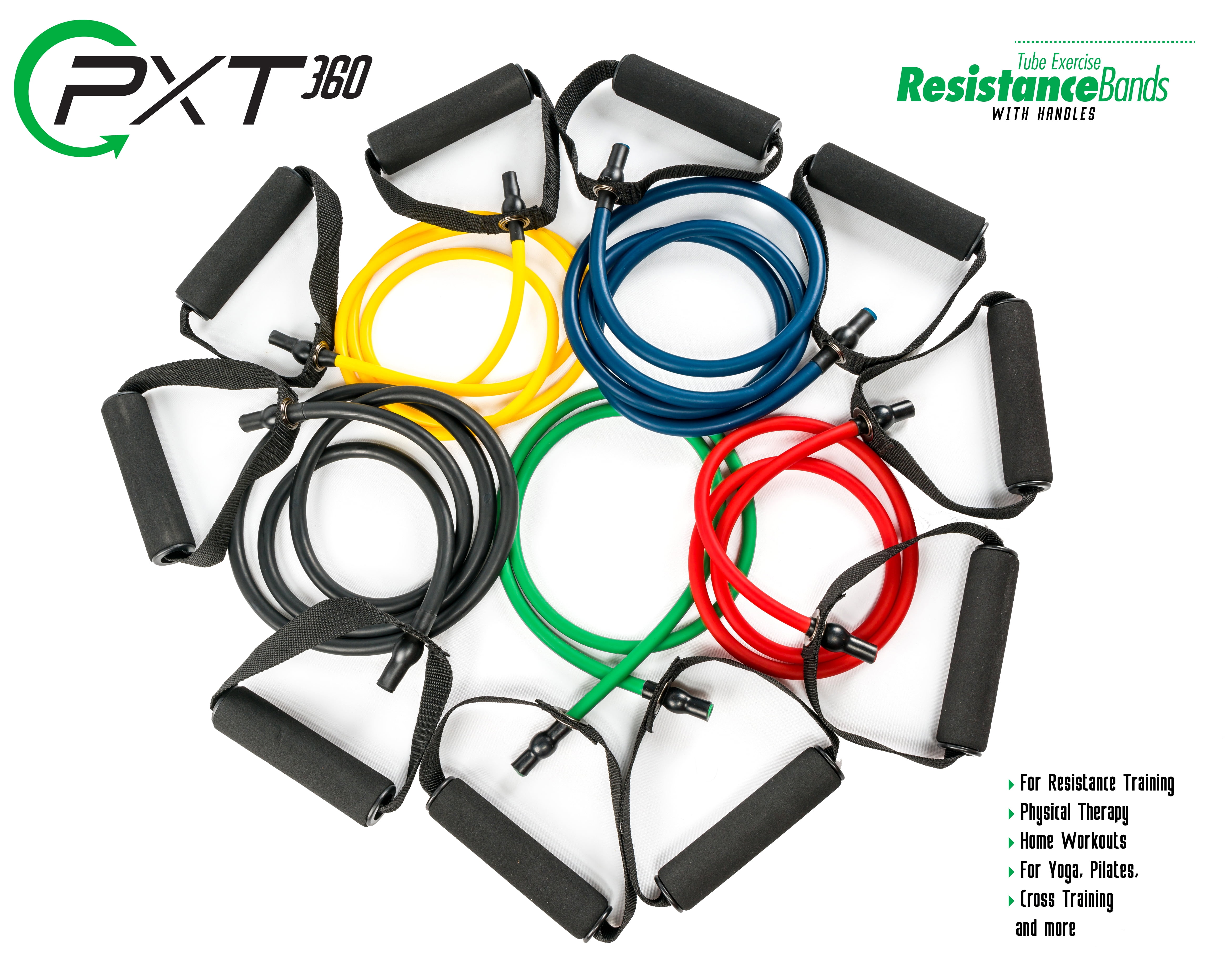 Resistance Bands with Handles by PXT360 | Complete set of 5 Heavy ...