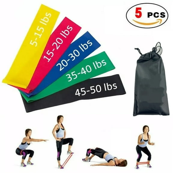 Resistance Bands Loop Set of 5 Exercise Workout CrossFit Fitness Yoga Booty Band