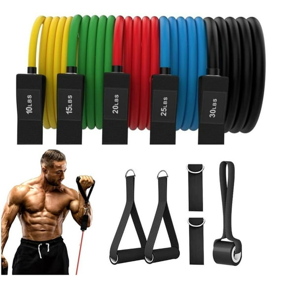 Resistance Bands Set (11 pieces), Exercise Bands with Door Anchor, Handles, Waterproof Carry Bag, Legs Ankle Straps for Resistance Training, Physical Therapy, Home Workouts