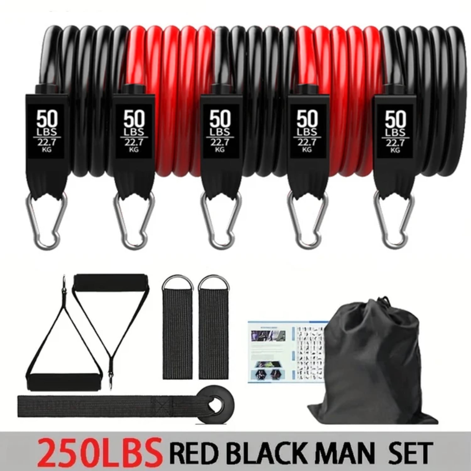 Jennuine Fitness Resistance Bands Set - 5 Bands, Handles, Ankle Straps, 150lbs Total, With Carry Bag & App - View #13