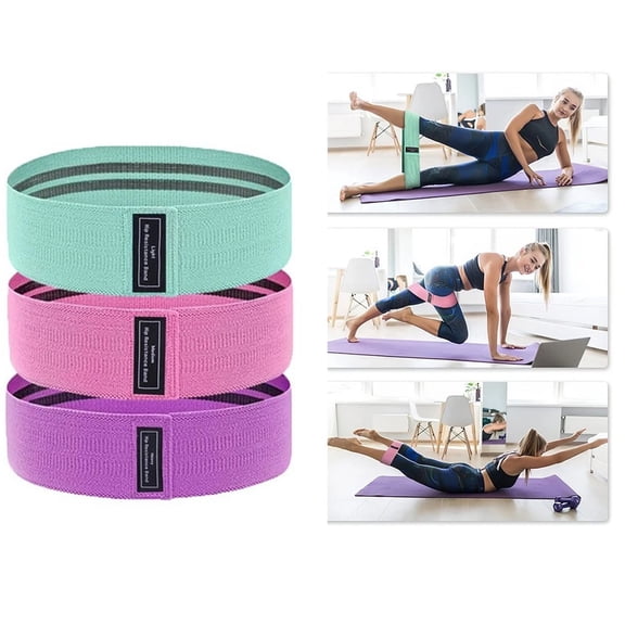 Resistance Bands Set of 3 for Working Out, Fabric Booty Bands for Legs and Butt, Exercise Loop Bands with Carry Bag, Non-Slip Hip Bands for Yoga, Pilates, Home Gym & Strength Training