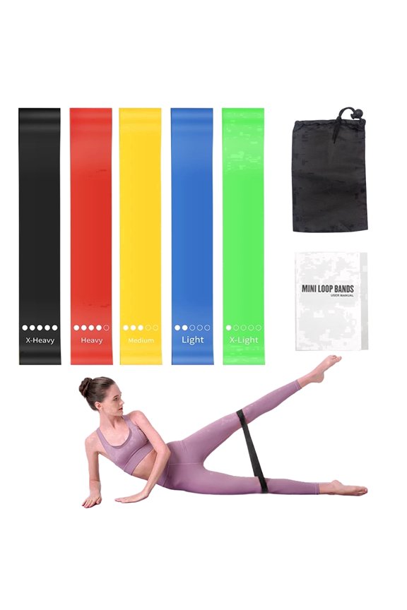 Resistance Bands Set, 5 Levels TPE Exercise Loop Bands with Carry Bag, Non-Slip Elastic Bands for Physical Therapy and Yoga, Fitness Workout Bands