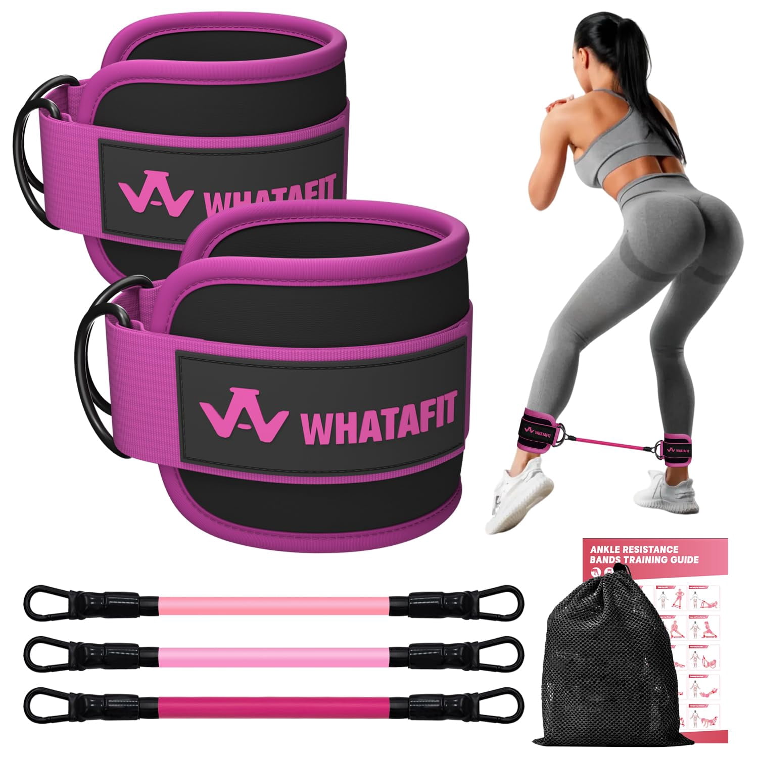 Resistance Bands Set with Handles - Exercise Bands Home Gym Strength Training Equipment, Includes Door Anchor & Ankle Straps for Full Body Workout Bands, Physical Therapy
