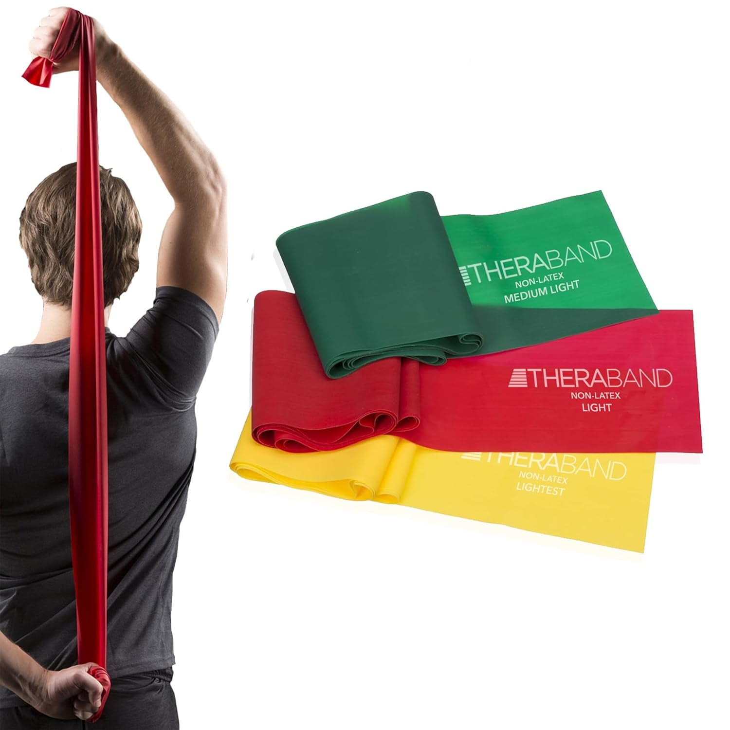 Resistance Bands Set, Professional Elastic Band For Upper & Lower Body Exercise, Strength Training without Weights, Physical Therapy, Pilates, Rehab, Yellow & Red & Green, Beginner