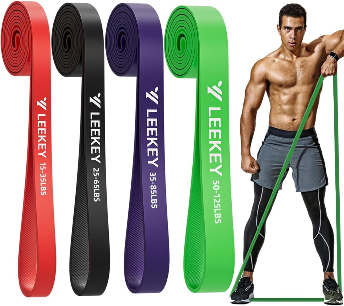 Resistance Bands Set for Pull-Up Assistance & Full-Body Training, Multi-Level Exercise Bands with Bag for Home Workouts, Physical Therapy, Strength Training (Men/Women)