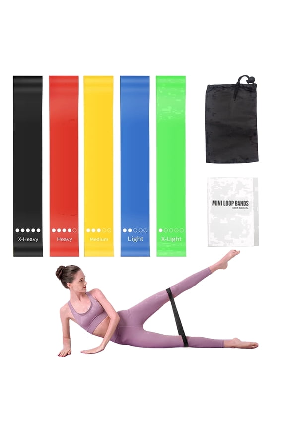 Resistance Bands Set, 5 Levels TPE Exercise Loop Bands with Carry Bag, Non-Slip Elastic Bands for Physical Therapy and Yoga, Fitness Workout Bands